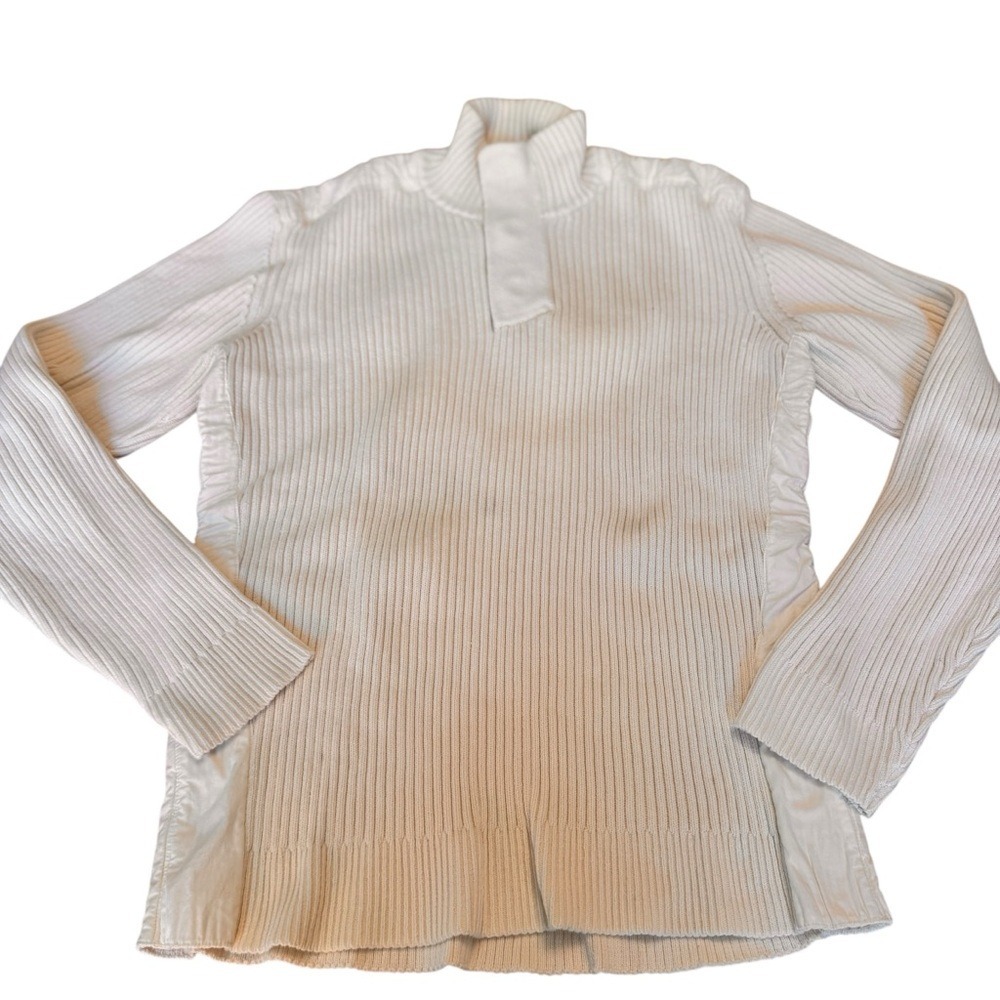 INC International Concepts Ribbed Cotton Snap Mock Neck Sweater Oatmeal Large - Picture 6 of 16